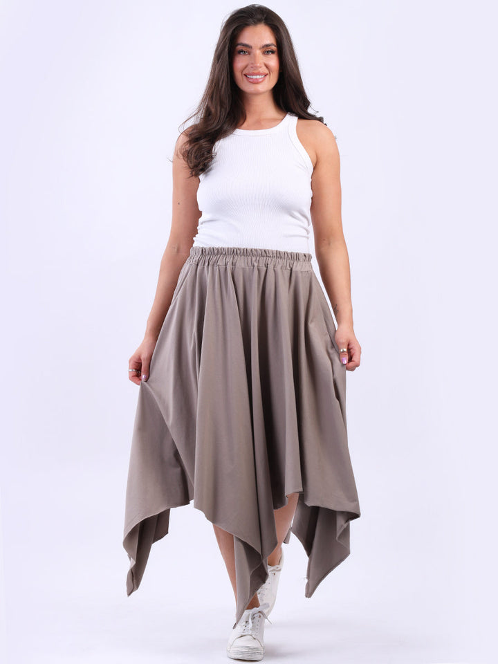 Raw Edge Cotton Skirt Mocha