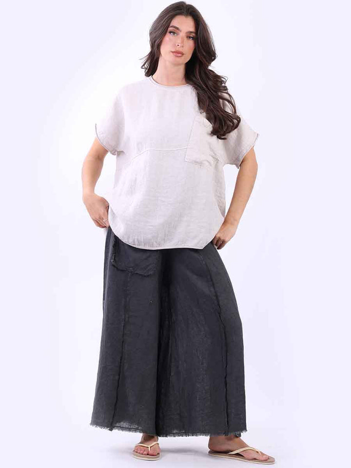 Women Baggy Linen Top Beige