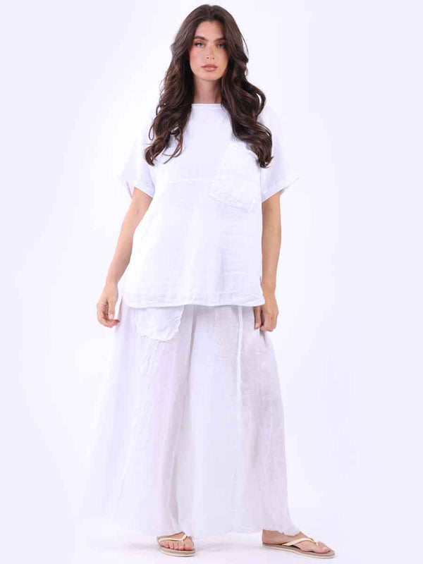 Women Baggy Linen Top White
