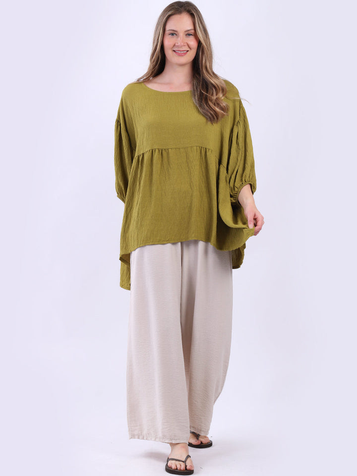 Solid Peplum Top Olive