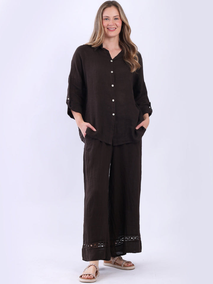 Button Down Linen Shirt Chocolate