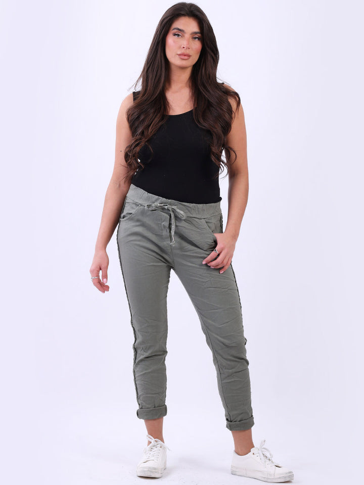 Crochet Panel Magic Pant Khaki