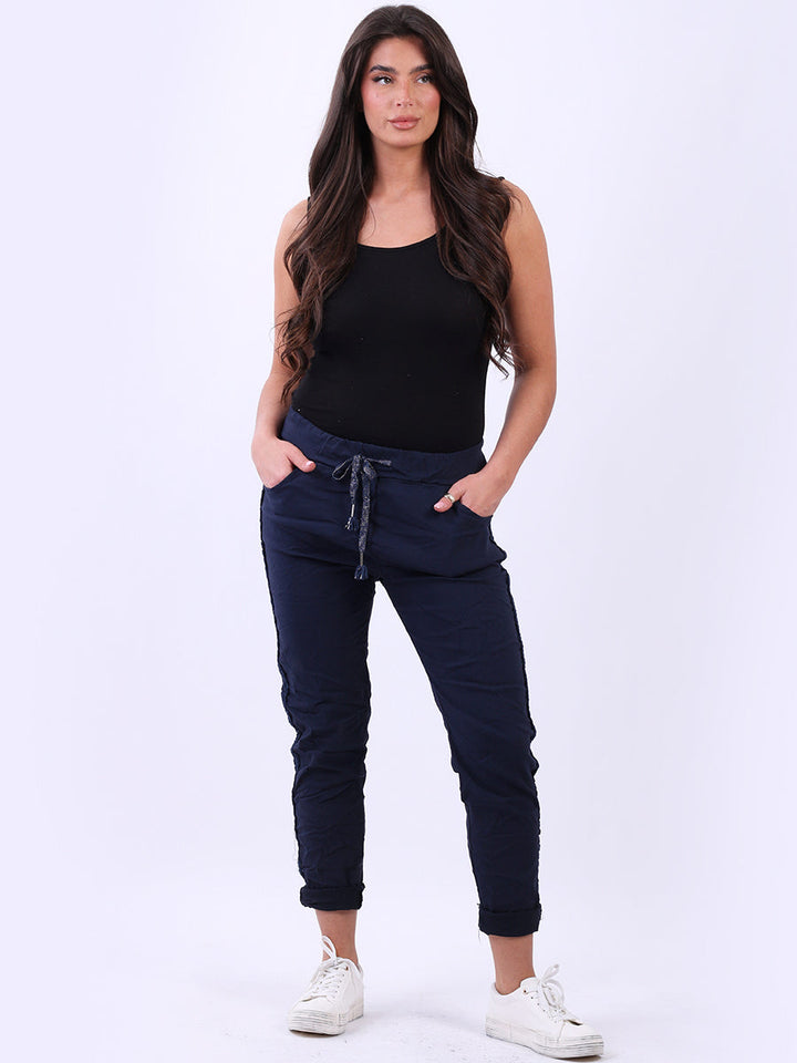 Crochet Panel Magic Pant Navy