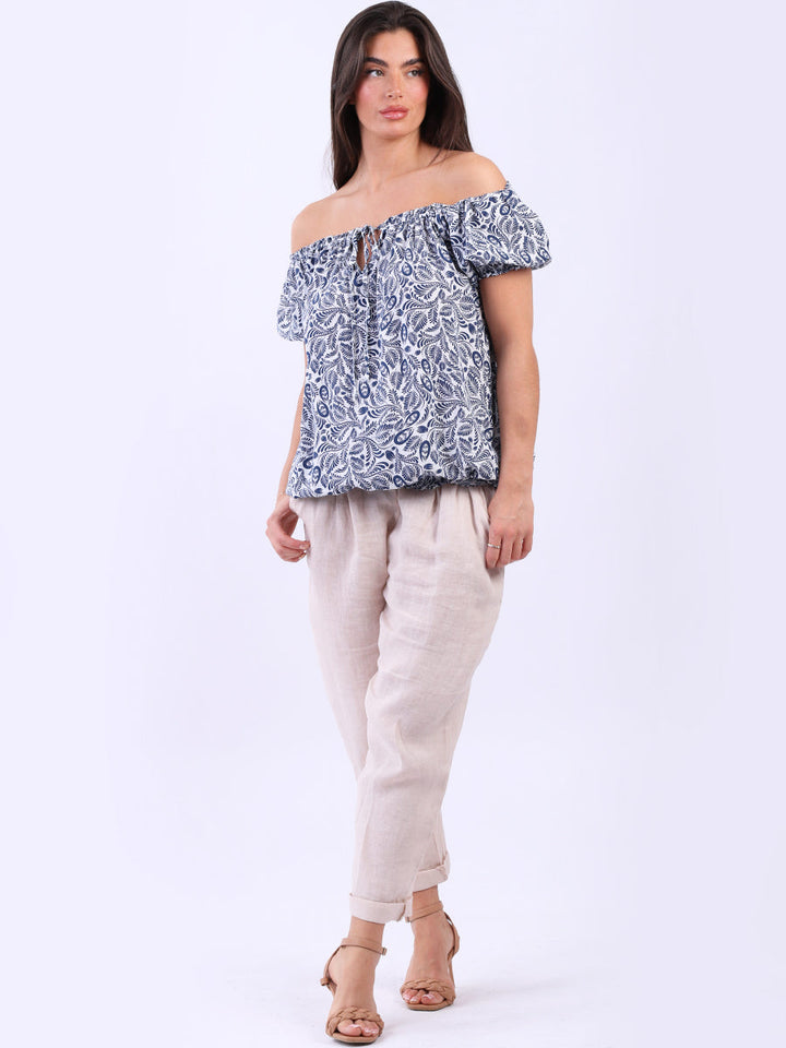 Off Shoulder Crop Top Navy