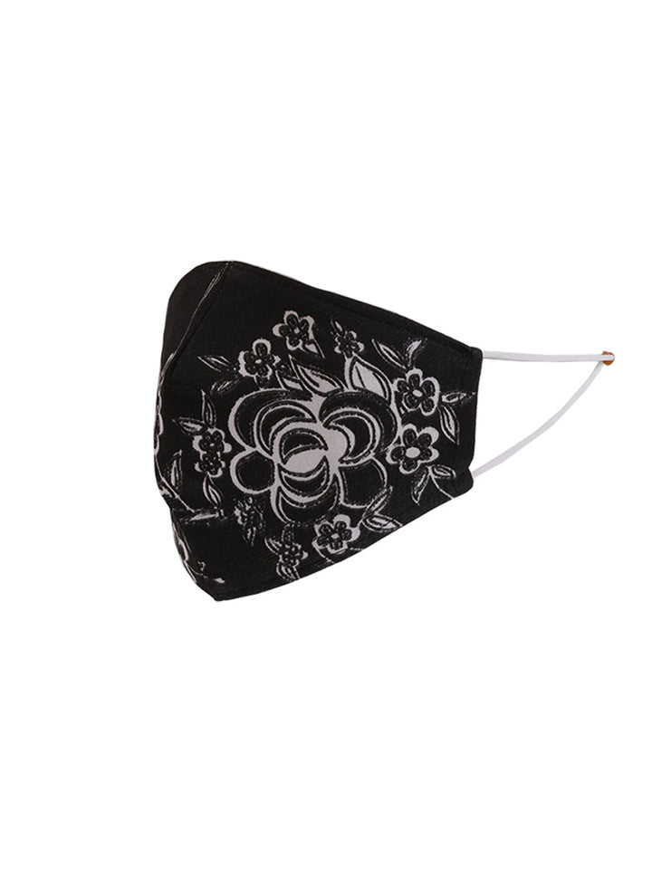 Made In Italy Flower Print Reusable Cotton Denim Face Masks