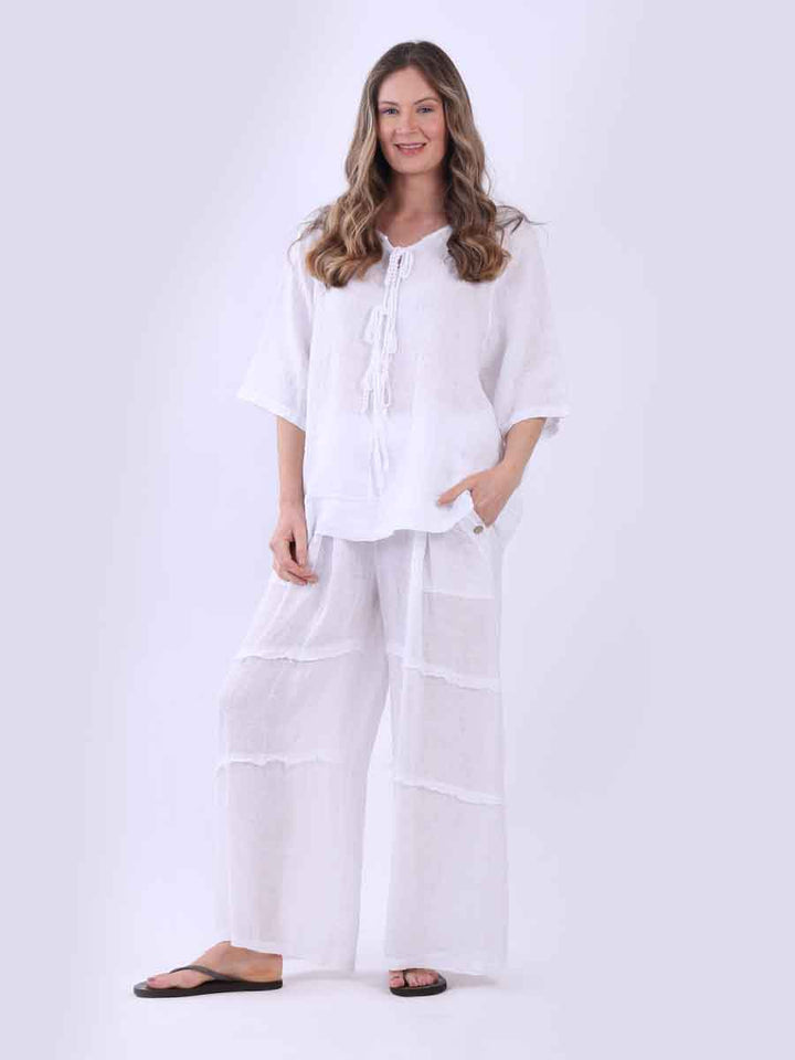 Women Plain Linen Top White