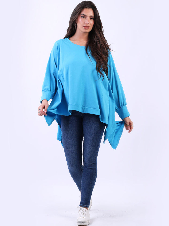 Plus Size Cotton Tunic Top Azure