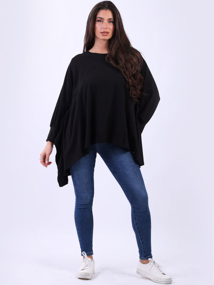 Plus Size Cotton Tunic Top Black