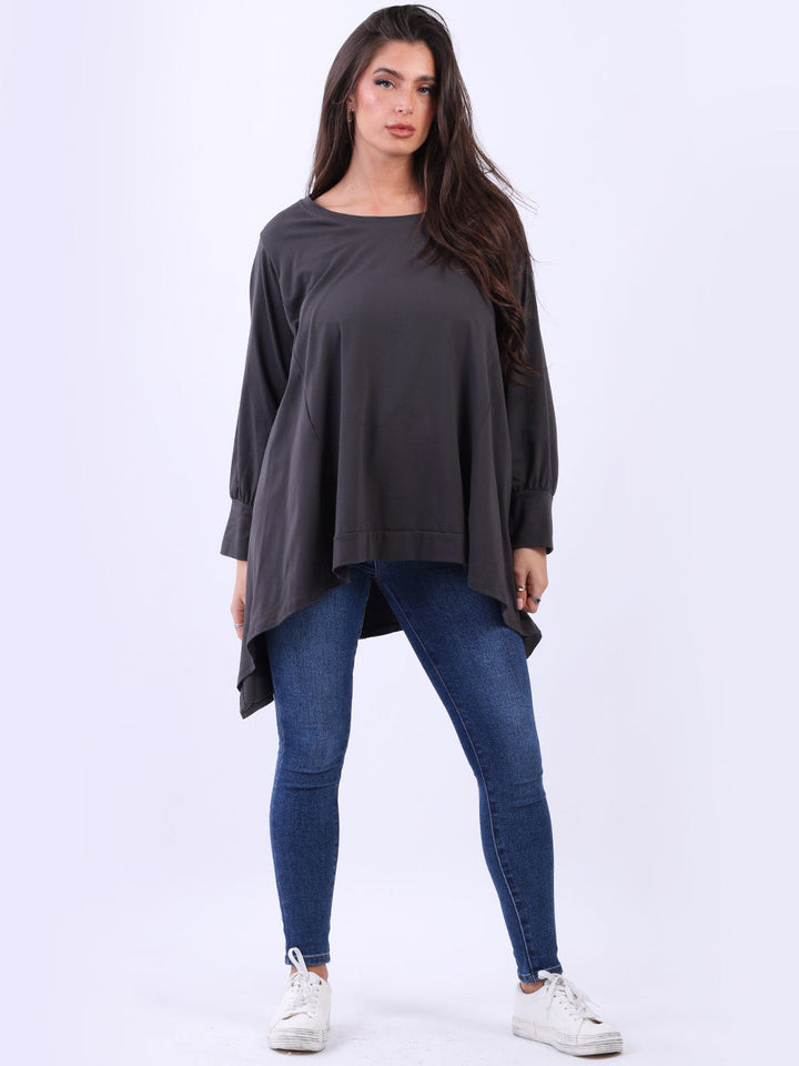 Plus Size Cotton Tunic Top Charcoal