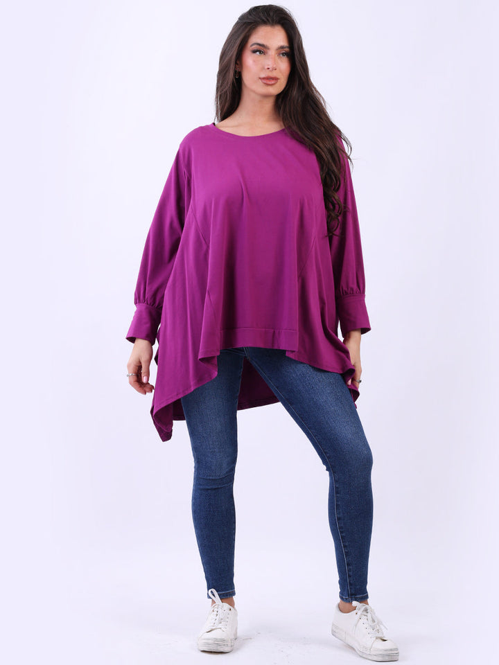 Plus Size Cotton Tunic Top Magenta