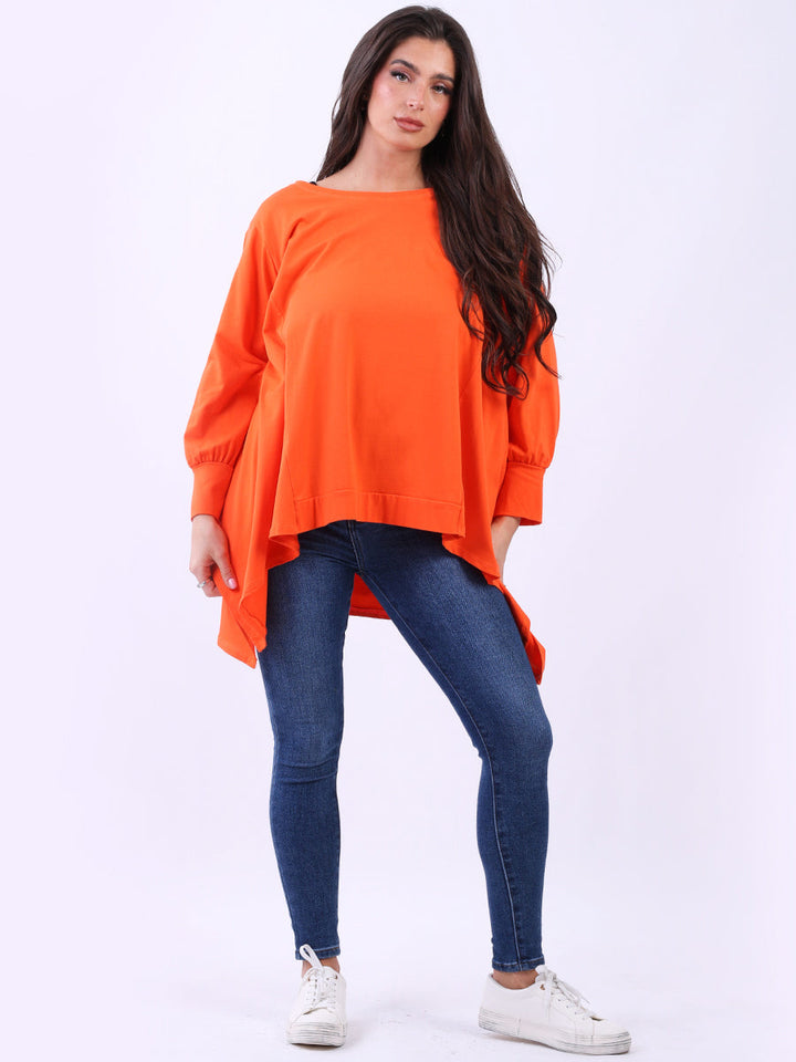 Plus Size Cotton Tunic Top Orange