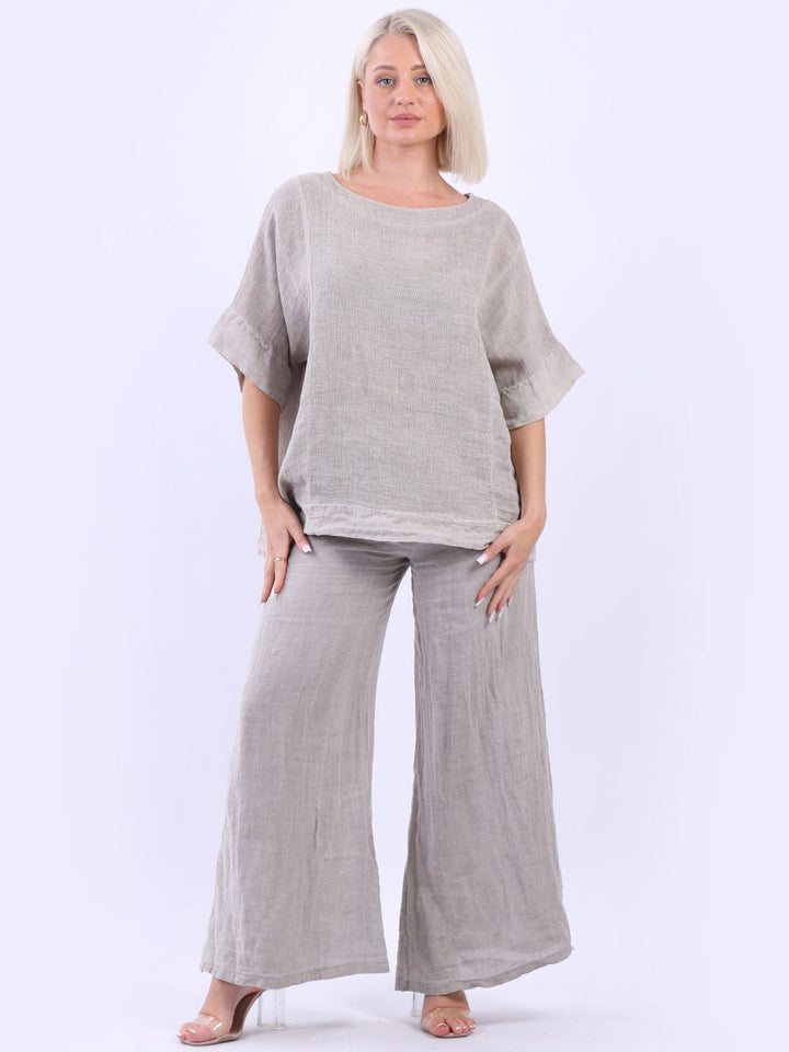 Vintage Washed Linen Baggy Top Beige