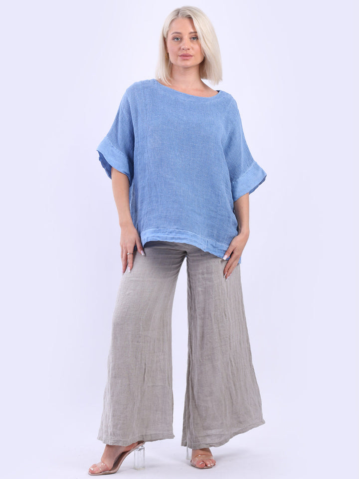 Vintage Washed Linen Baggy Top Denim