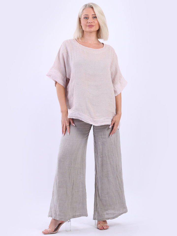 Vintage Washed Linen Baggy Top Pink