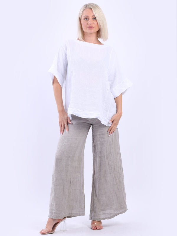 Vintage Washed Linen Baggy Top White