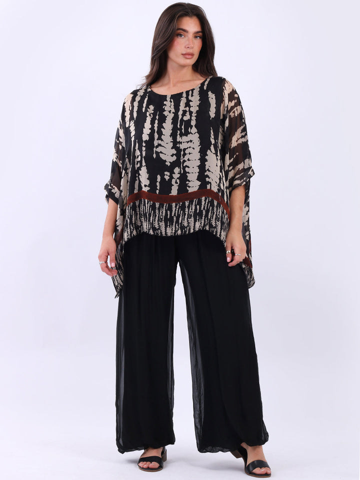 Leopard Silk Tunic Top Black