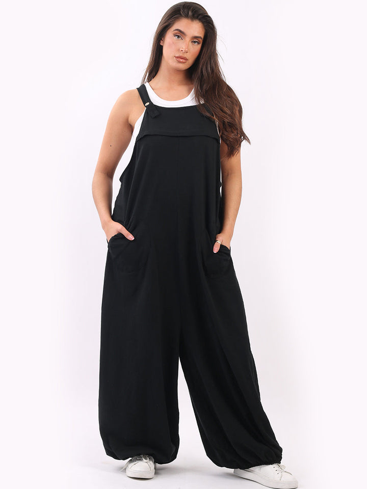 Oversized Cotton Pabo Jumpsuit Black
