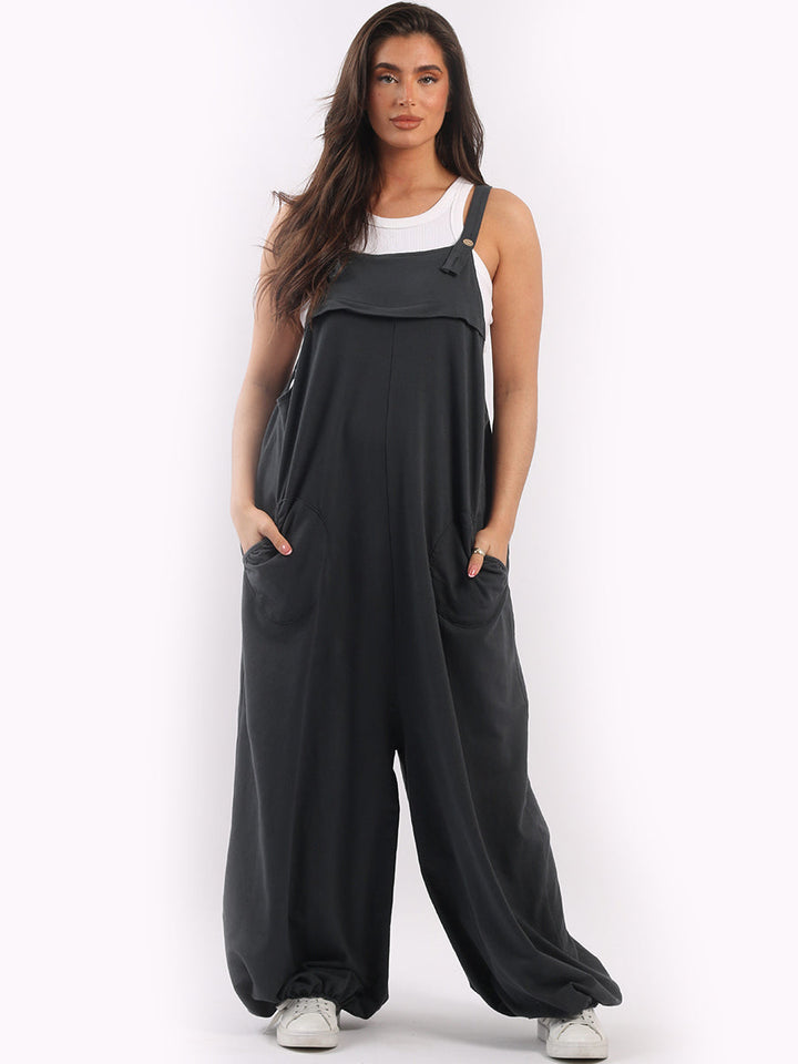 Oversized Cotton Pabo Jumpsuit Charcoal