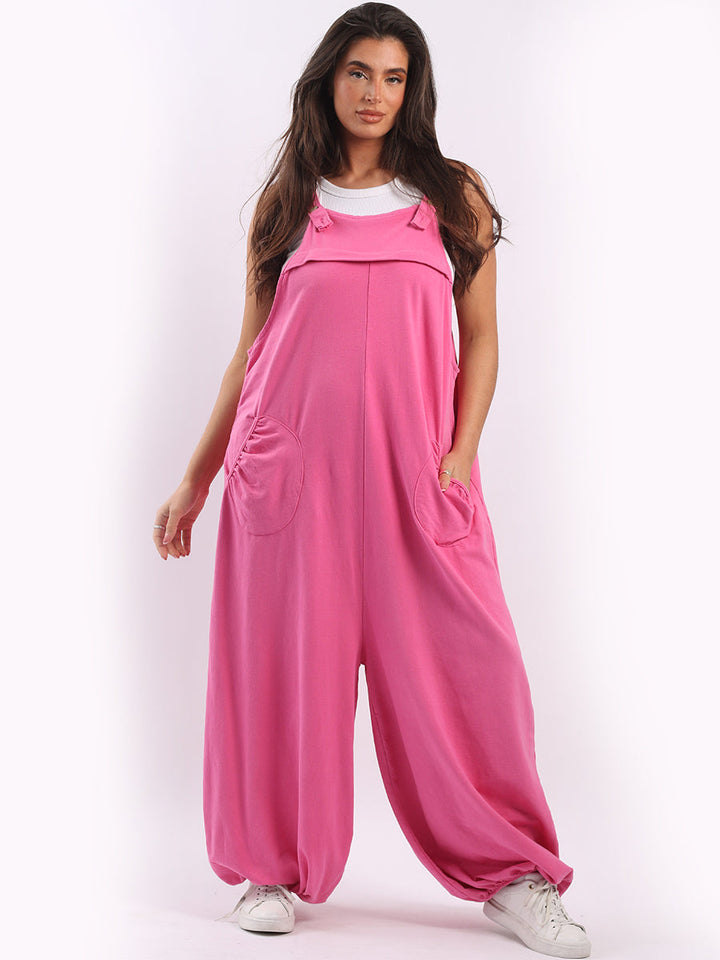Oversized Cotton Pabo Jumpsuit Fuchsia