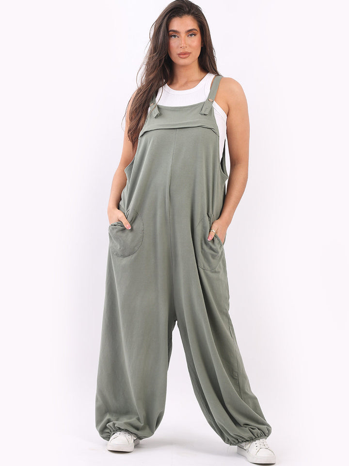 Oversized Cotton Pabo Jumpsuit Khaki