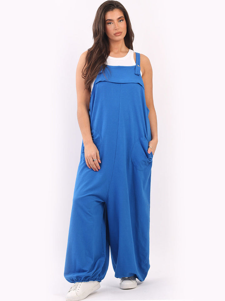 Oversized Cotton Pabo Jumpsuit Royal Blue