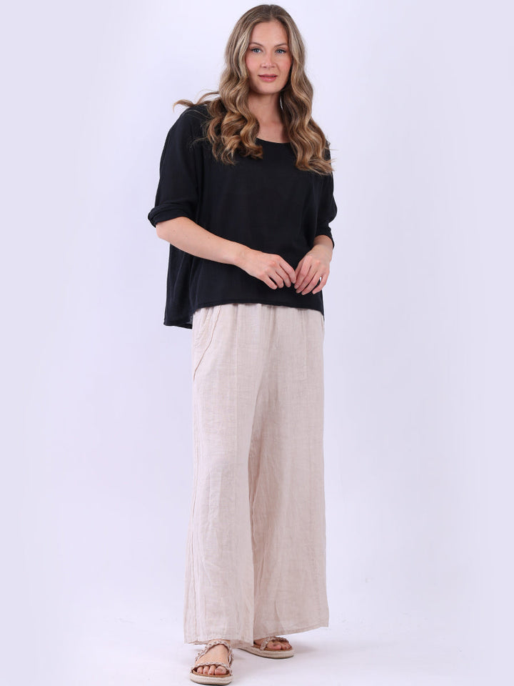 Cotton Lagenlook Crop Top Black
