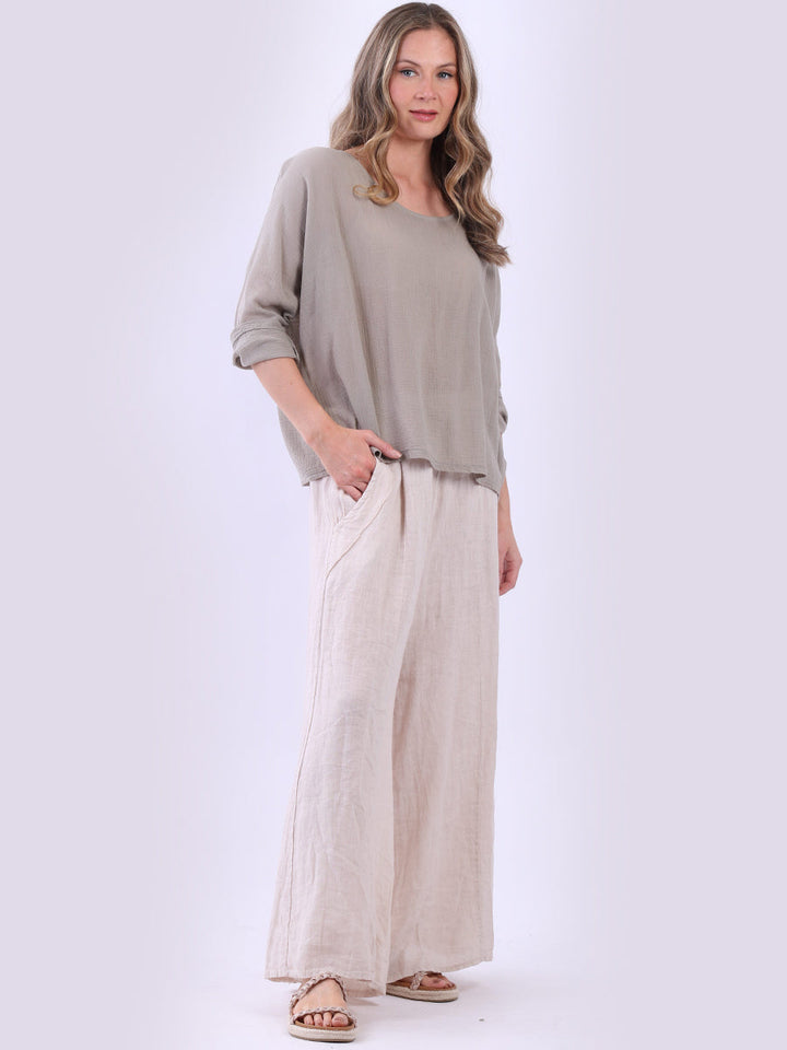 Cotton Lagenlook Crop Top Mocha