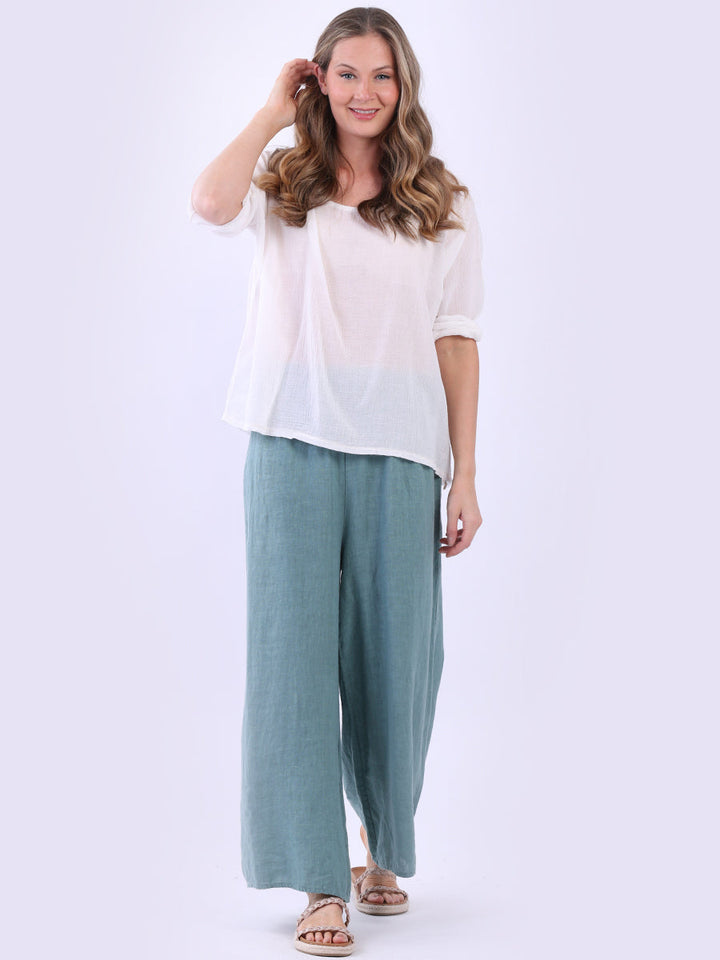 Cotton Lagenlook Crop Top White