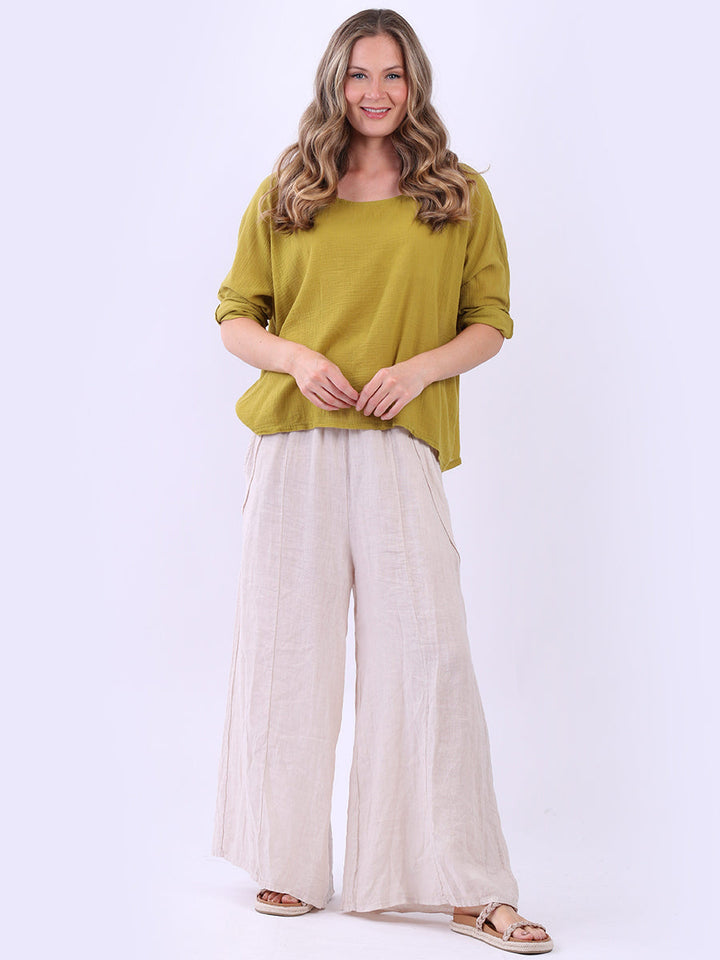 Cotton Lagenlook Crop Top Olive