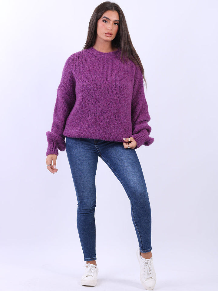 Reindeer Christmas Woolen Knit Jumper Purple
