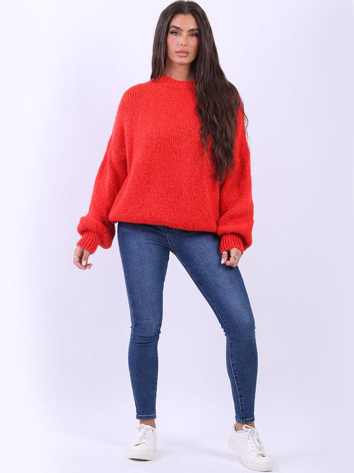 Reindeer Christmas Woolen Knit Jumper Red