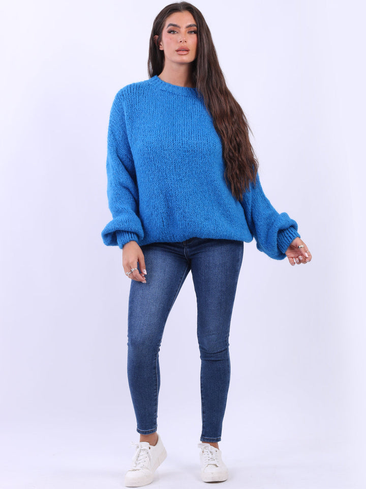 Reindeer Christmas Woolen Knit Jumper Royal Blue