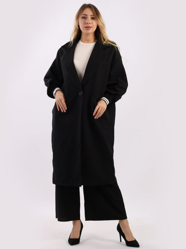 Plain Lagenlook Oversized Duster Coat Black