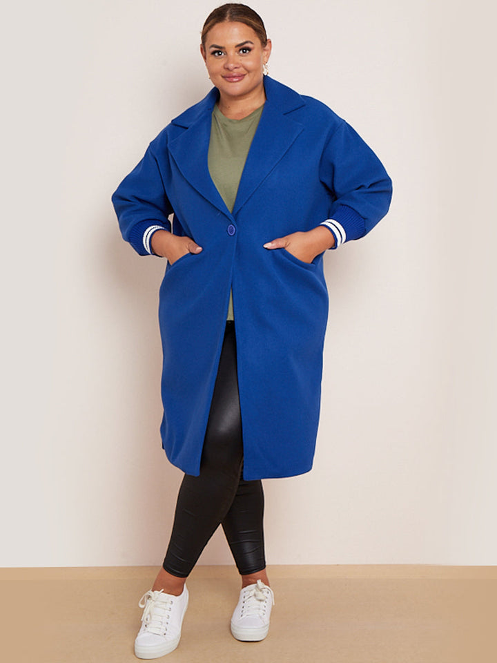 Plain Lagenlook Oversized Duster Coat Royal Blue
