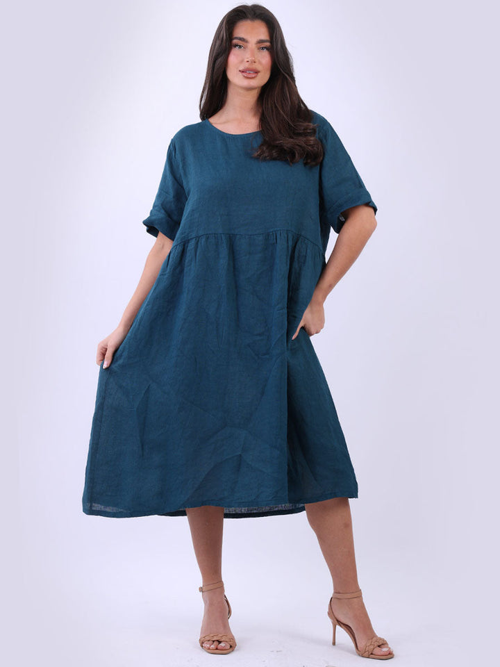 Oversize Linen Swing Dress Teal