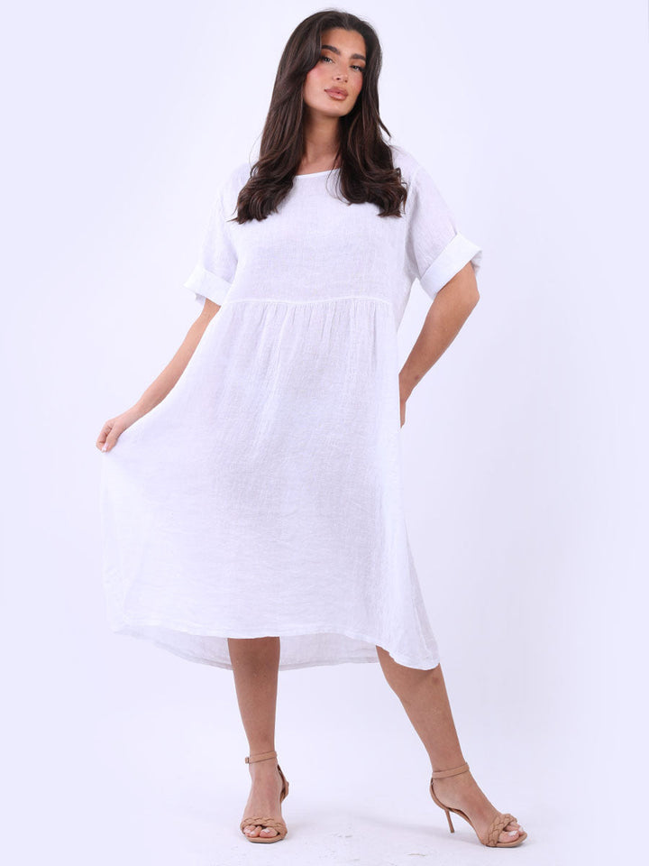 Oversize Linen Swing Dress White