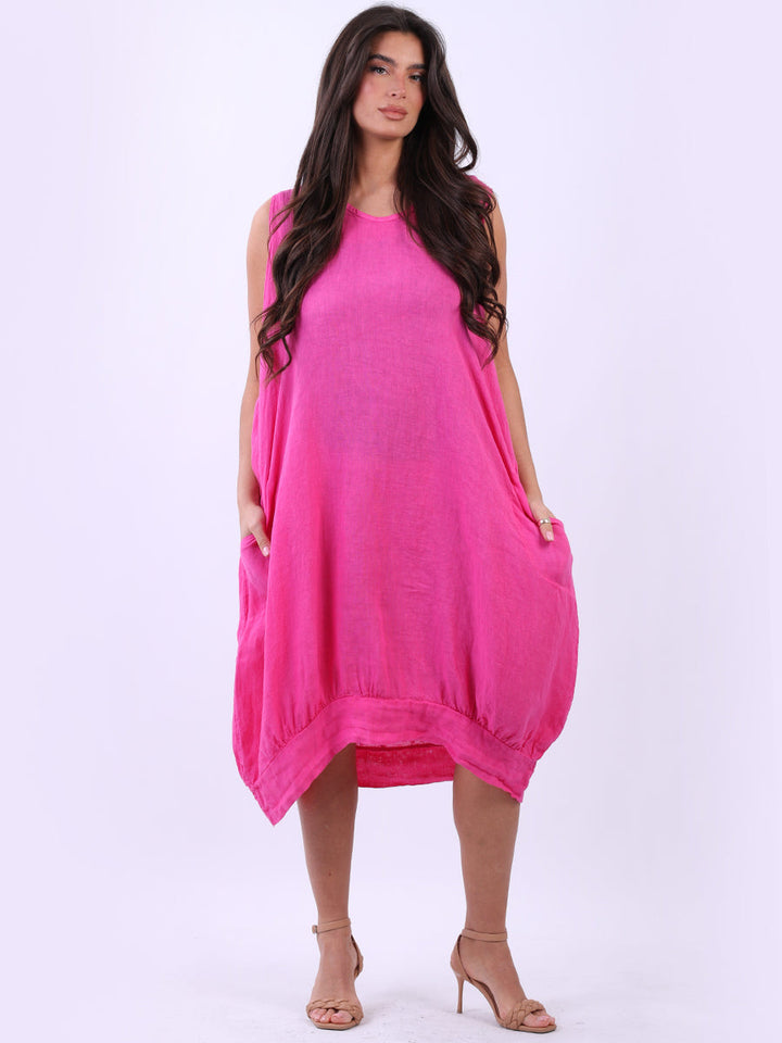 Linen Tank Dress Fuchsia