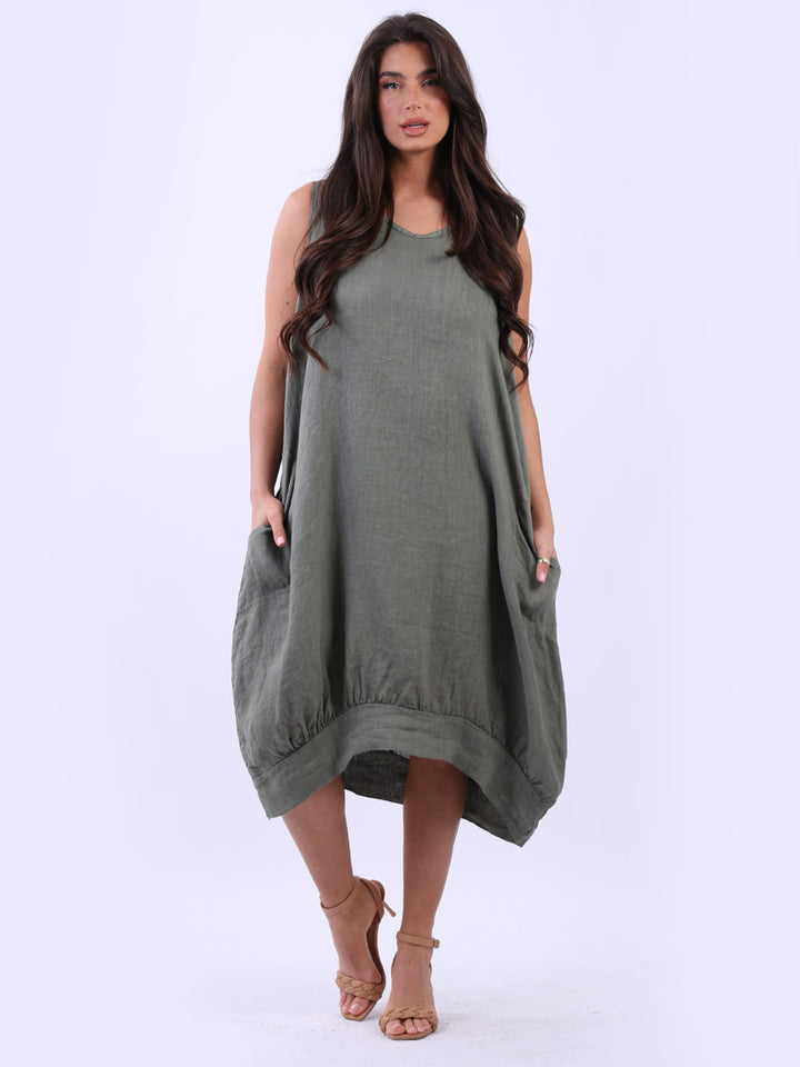 Linen Tank Dress Khaki