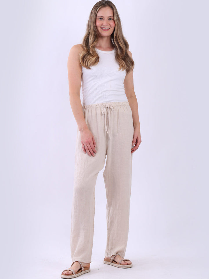Plain Linen Trouser Beige