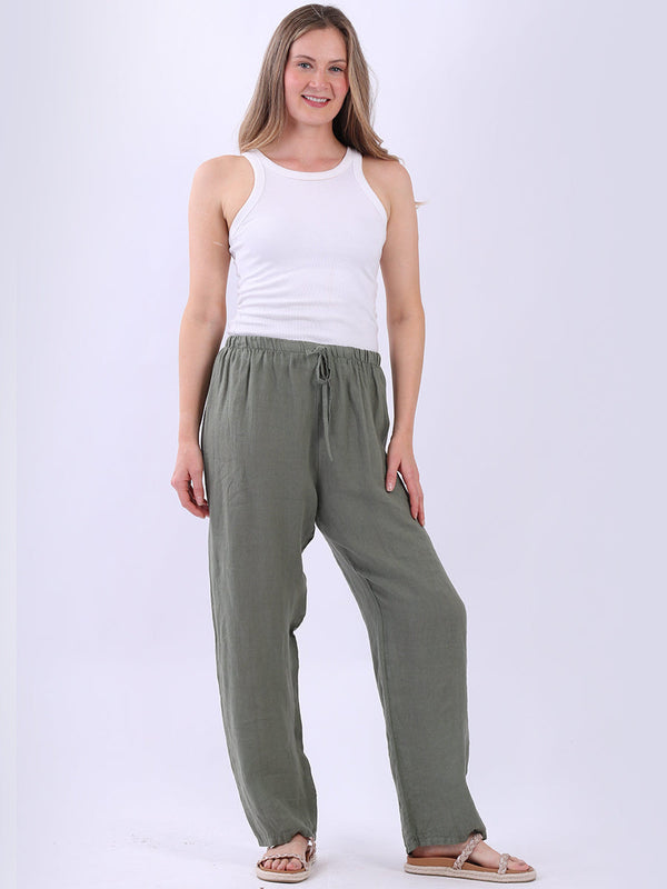 Plain Linen Trouser Khaki