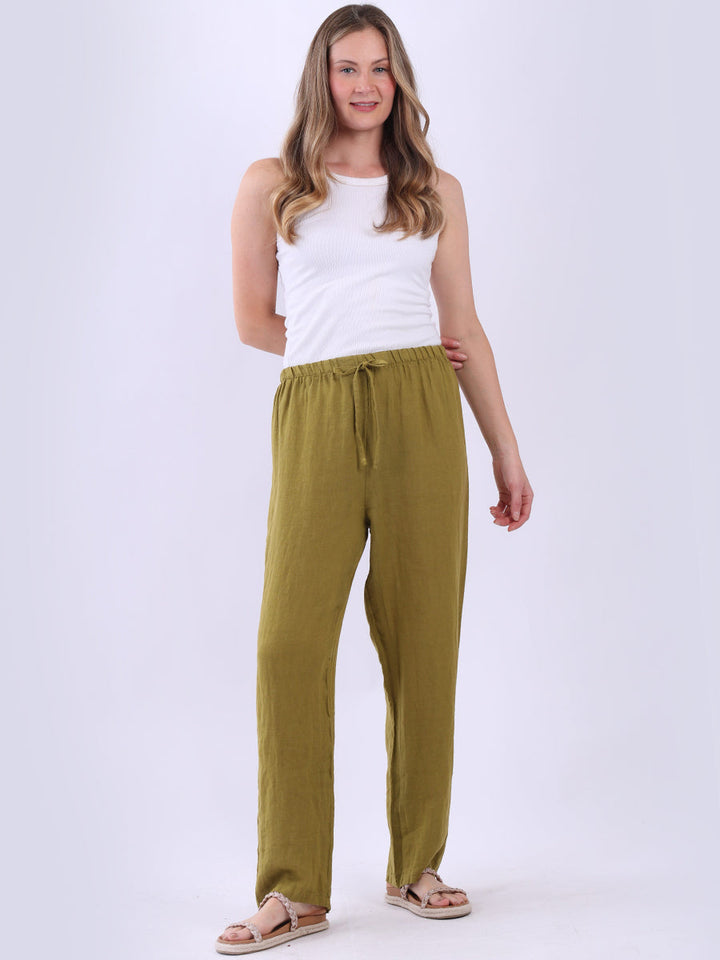 Plain Linen Trouser Olive