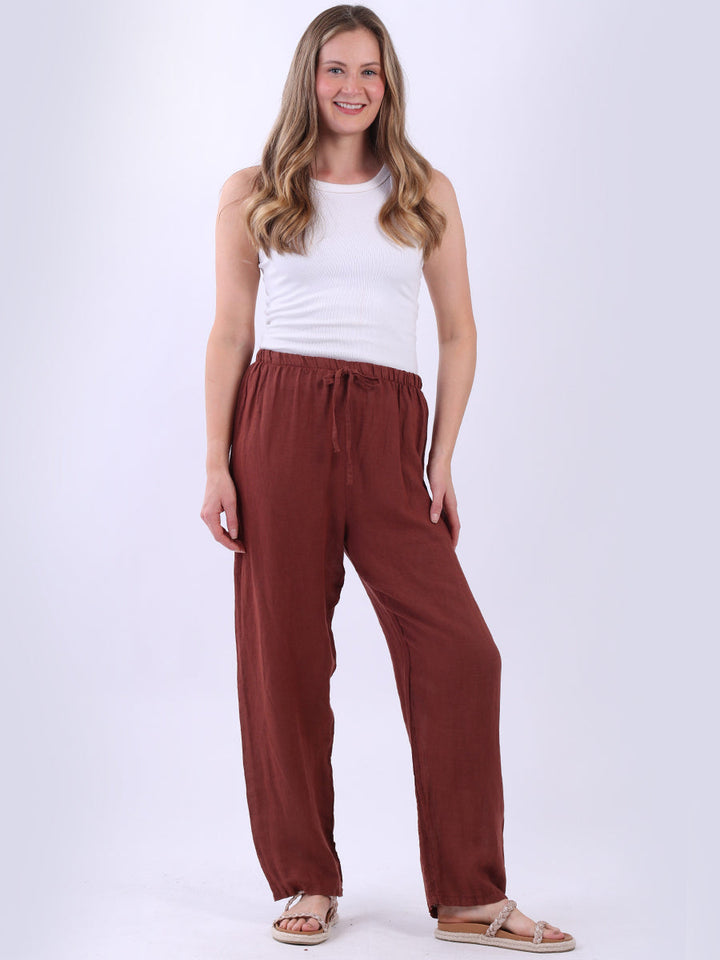 Plain Linen Trouser Rust