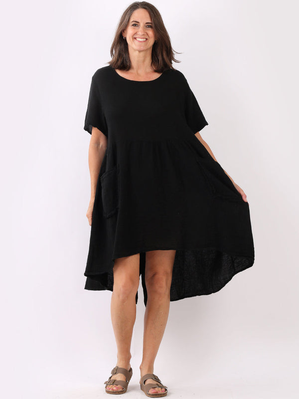 Vintage Washed Linen Swing Midi Dress