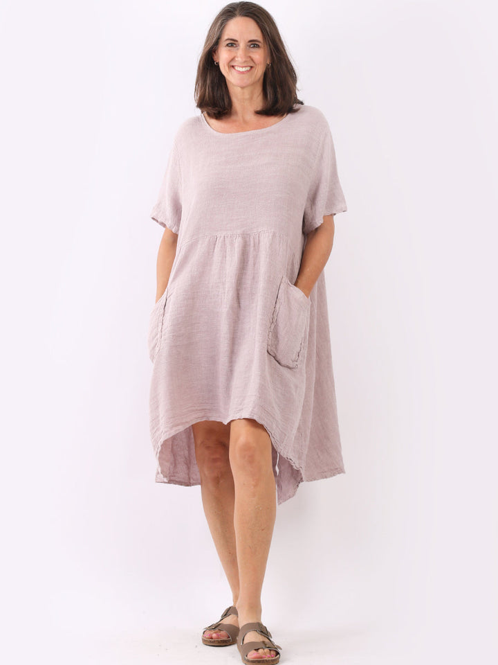 Vintage Washed Linen Swing Midi Dress