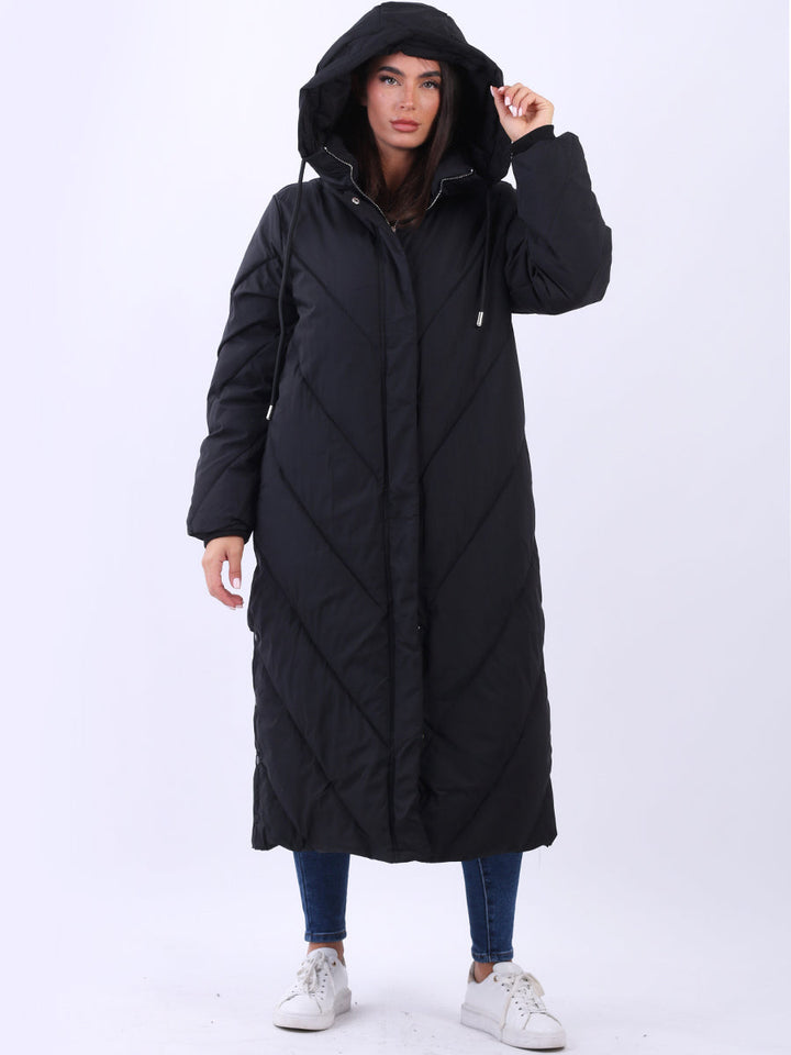 Plus Size Hooded Padded Puffer Jacket Black