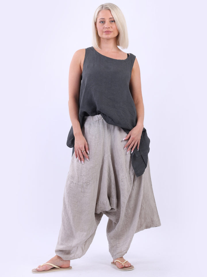 Plus Size Vintage Linen Harem Trouser