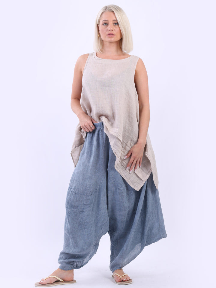 Plus Size Vintage Linen Harem Trouser