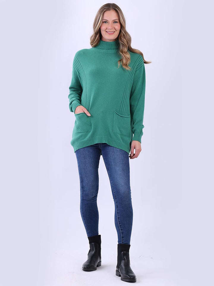Turtle Neck Knitted Jumper Green