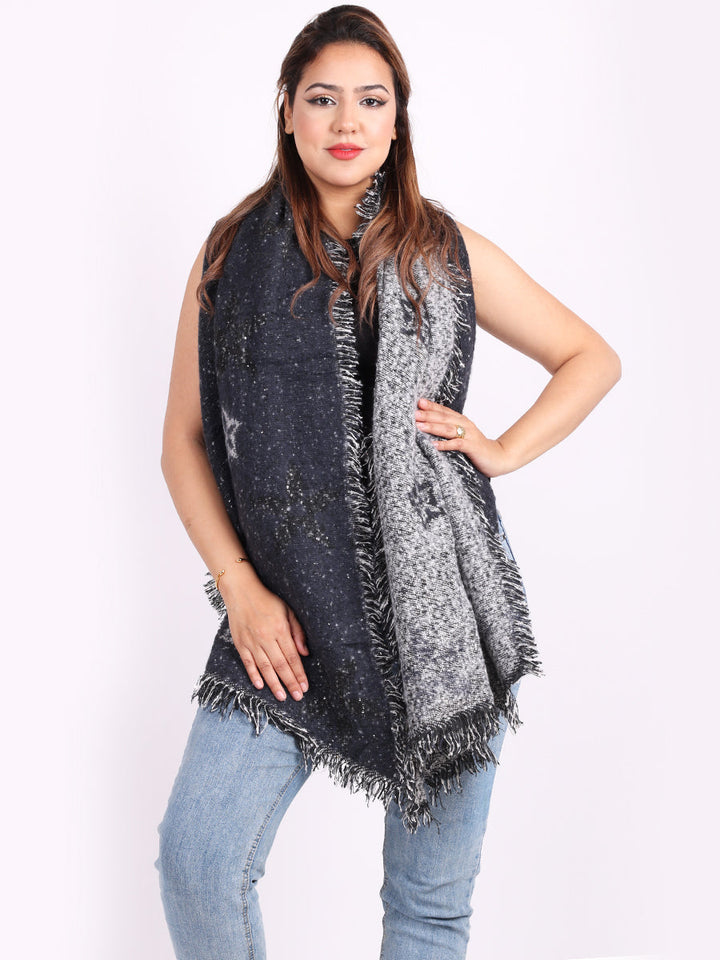 Women Sequin Scarf Navy
