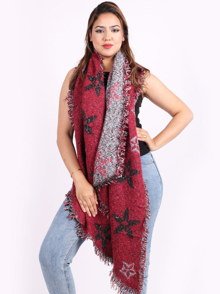 Women Sequin Scarf Wine